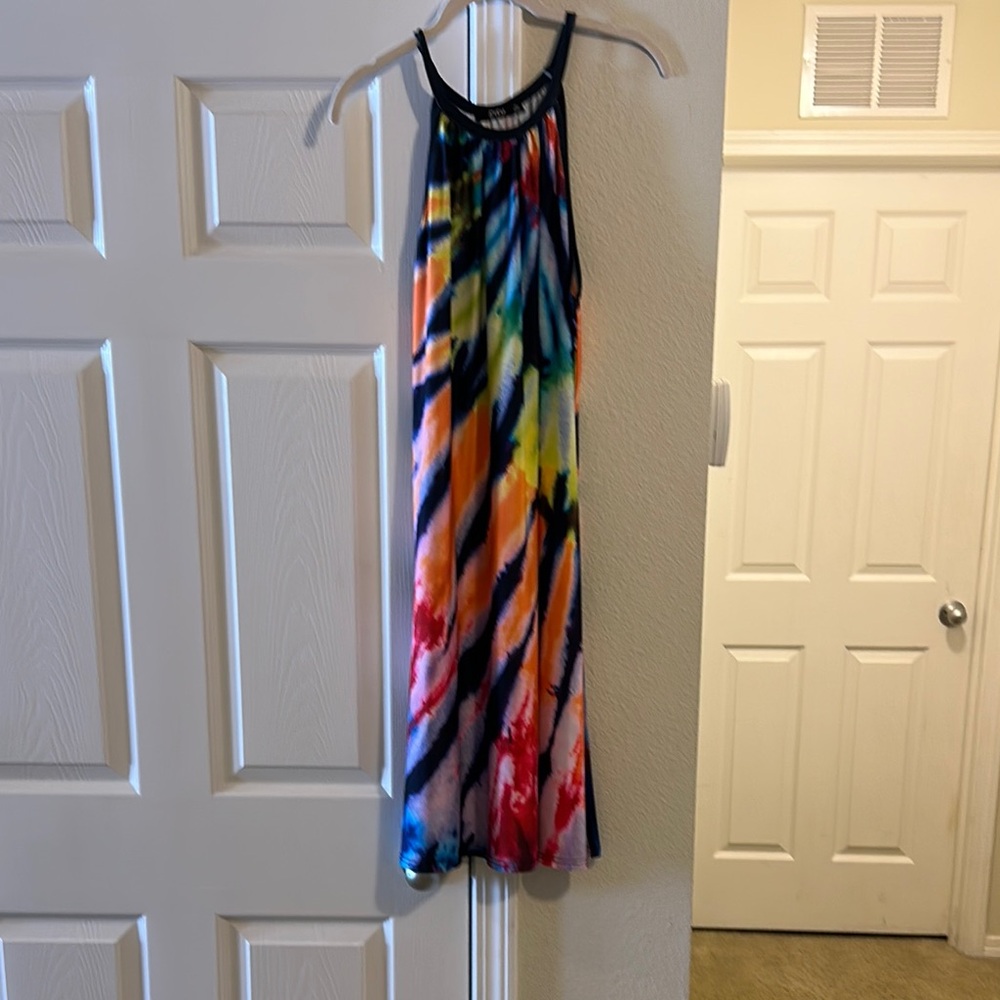 Lily Pink and Yellow Halter Sundress Midi